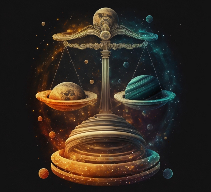 The scales of Libra in the style of Saturn